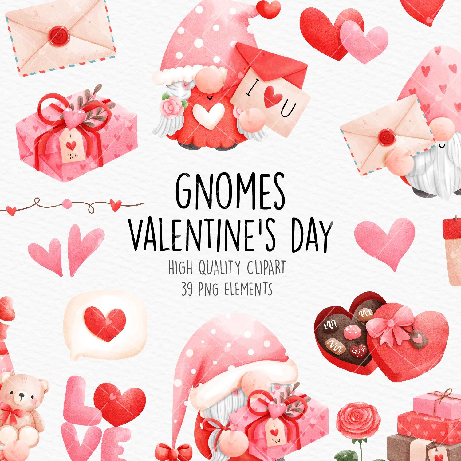 Valentines Gnome Clipart, Valentine – MasterBundles