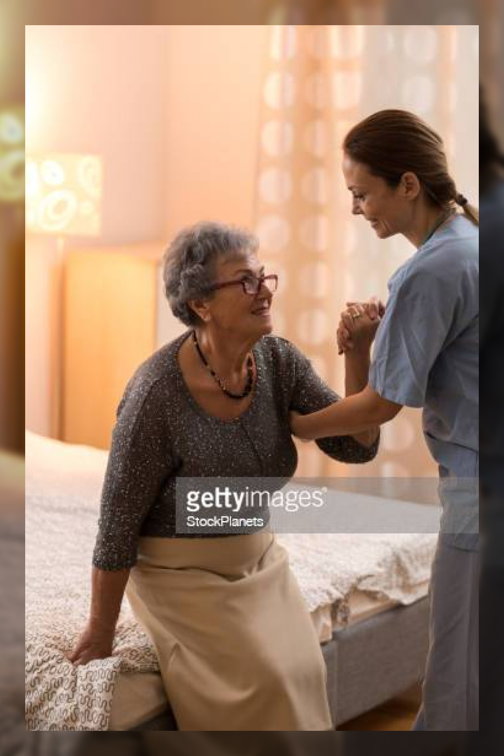 Helping hand to senior women at home.