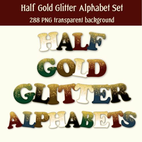 Half Gold Glitter Alphabet Set.