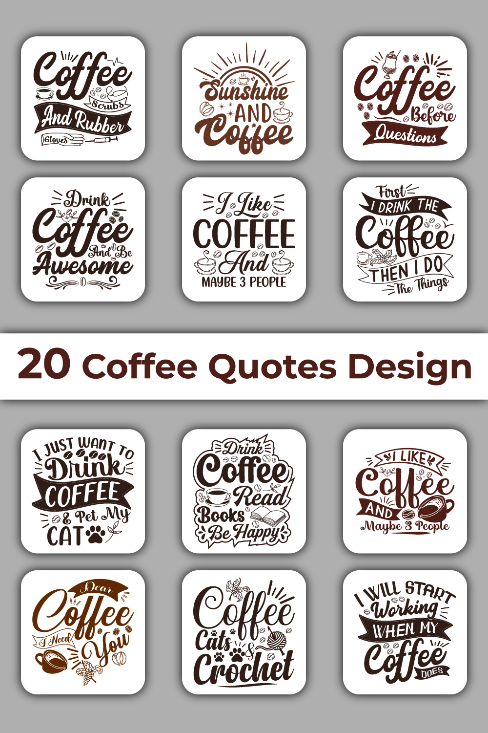 20 Coffee SVG T-shirt Design Bundle pinterest image.
