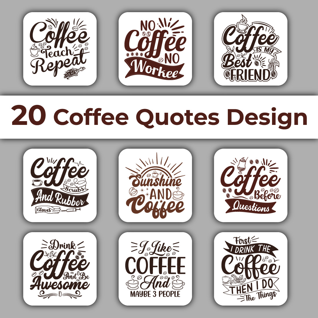 20 Coffee SVG T-shirt Design Bundle main cover.