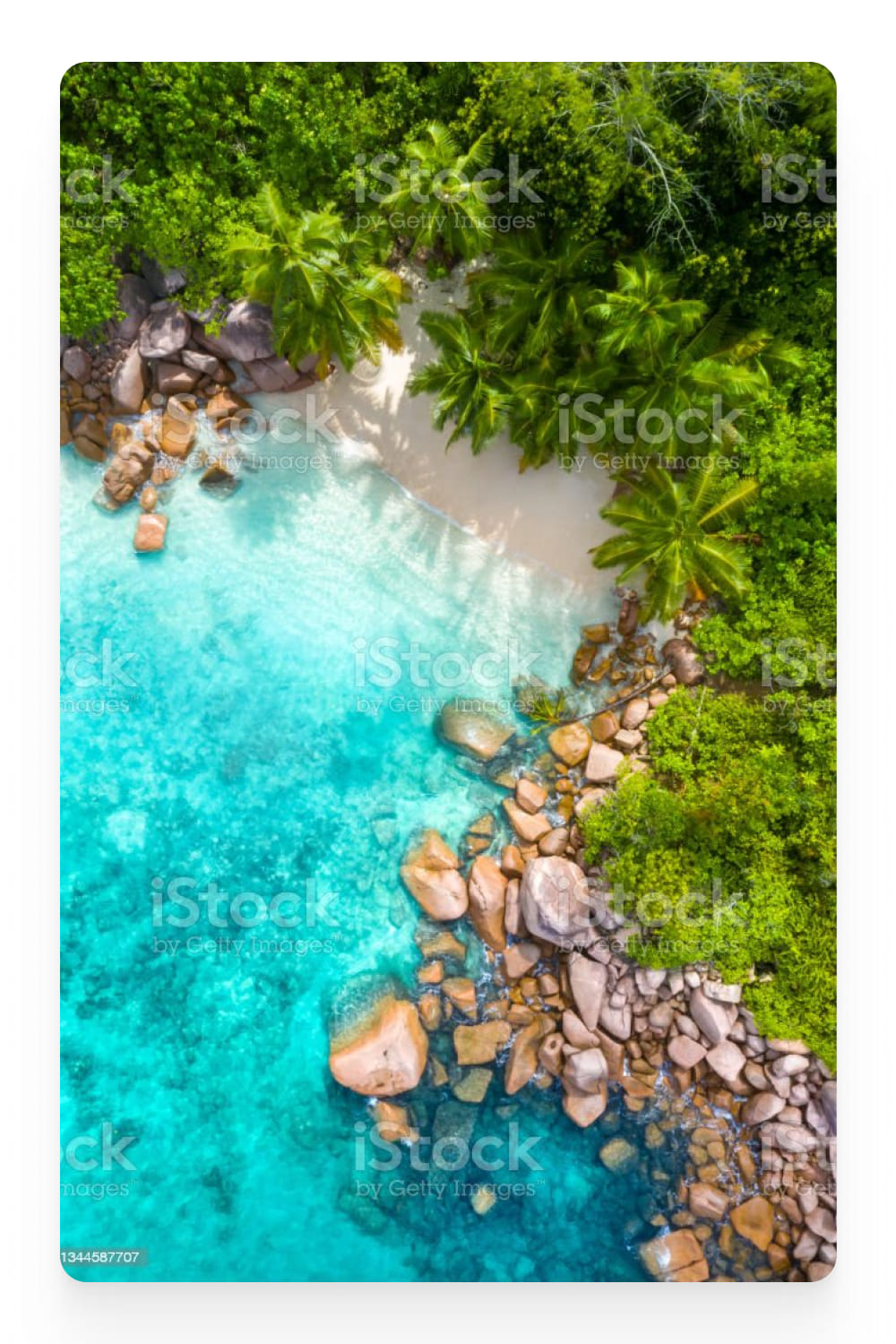 Tropical beach photo from above.