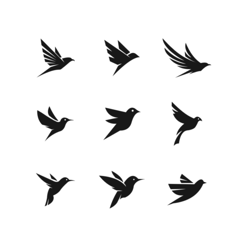 Set Of Flying Birds Sign Logo Vector Silhouettes main cover