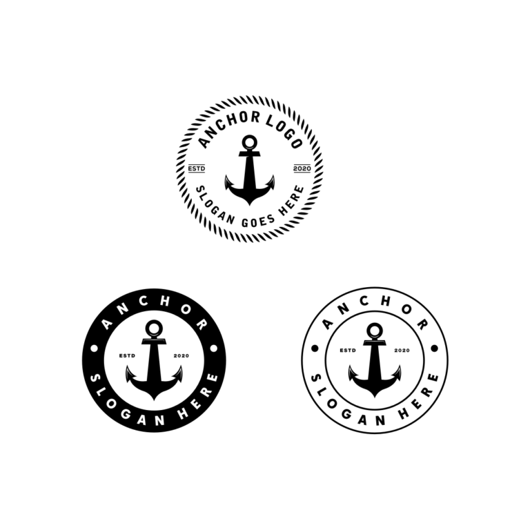 Set Of Anchor Nautical Marine Circle Seal Logo Design - MasterBundles