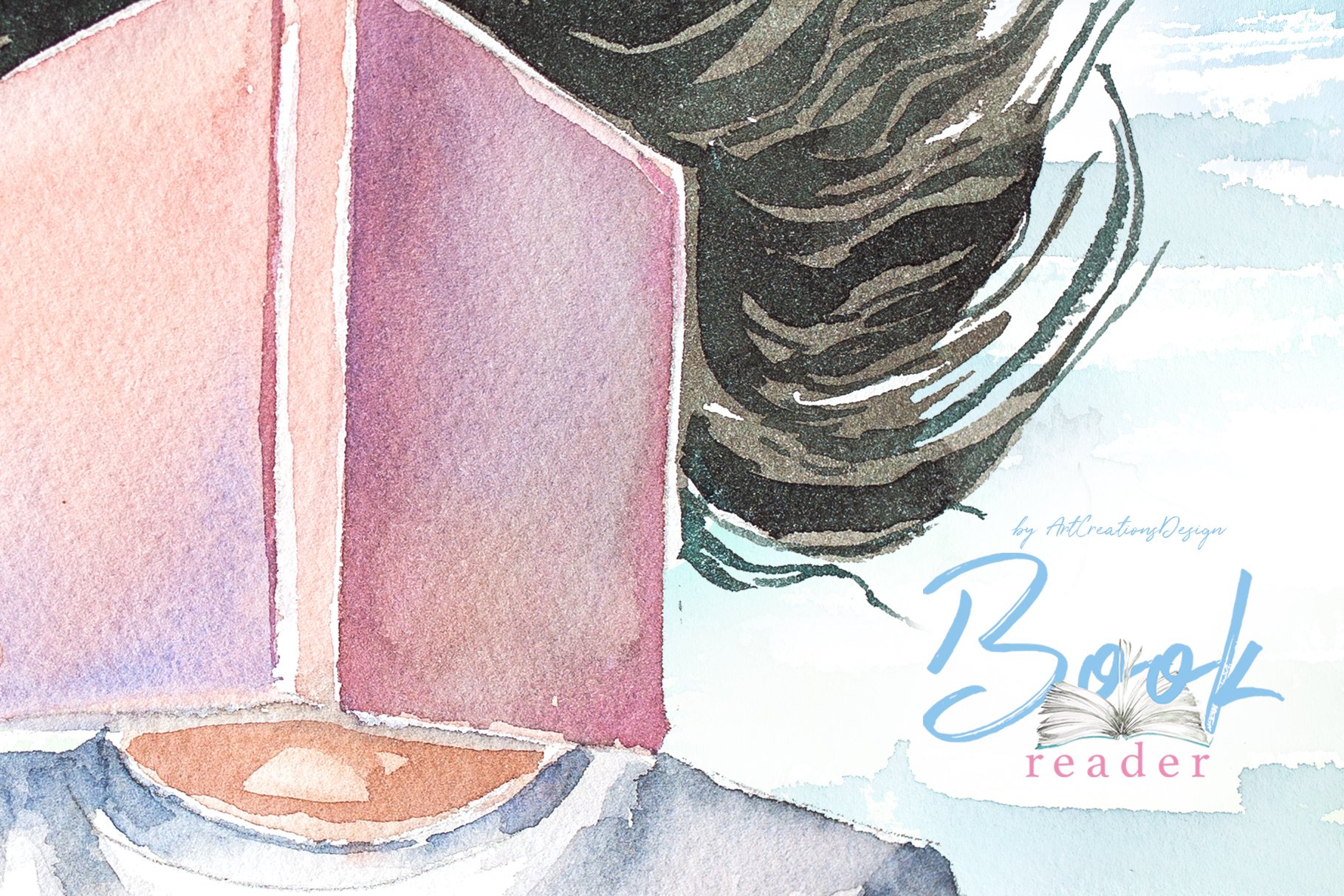Book　–　Set　Watercolor　Clipart　Reader　MasterBundles