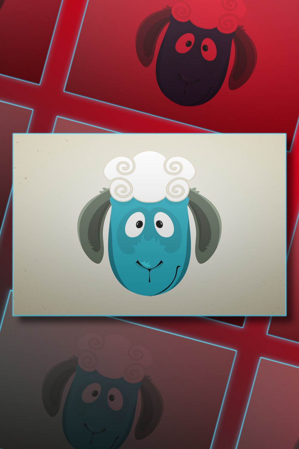 Head Of The Cartoon Smiling Sheep Pinterest Cover.