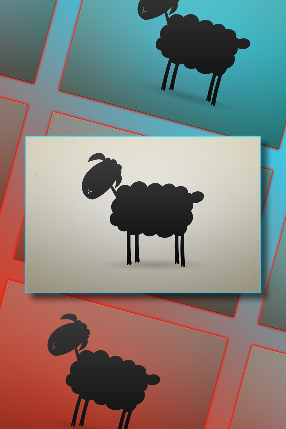 Cartoon Black Silhouette Of Sheep Pinterest Cover.