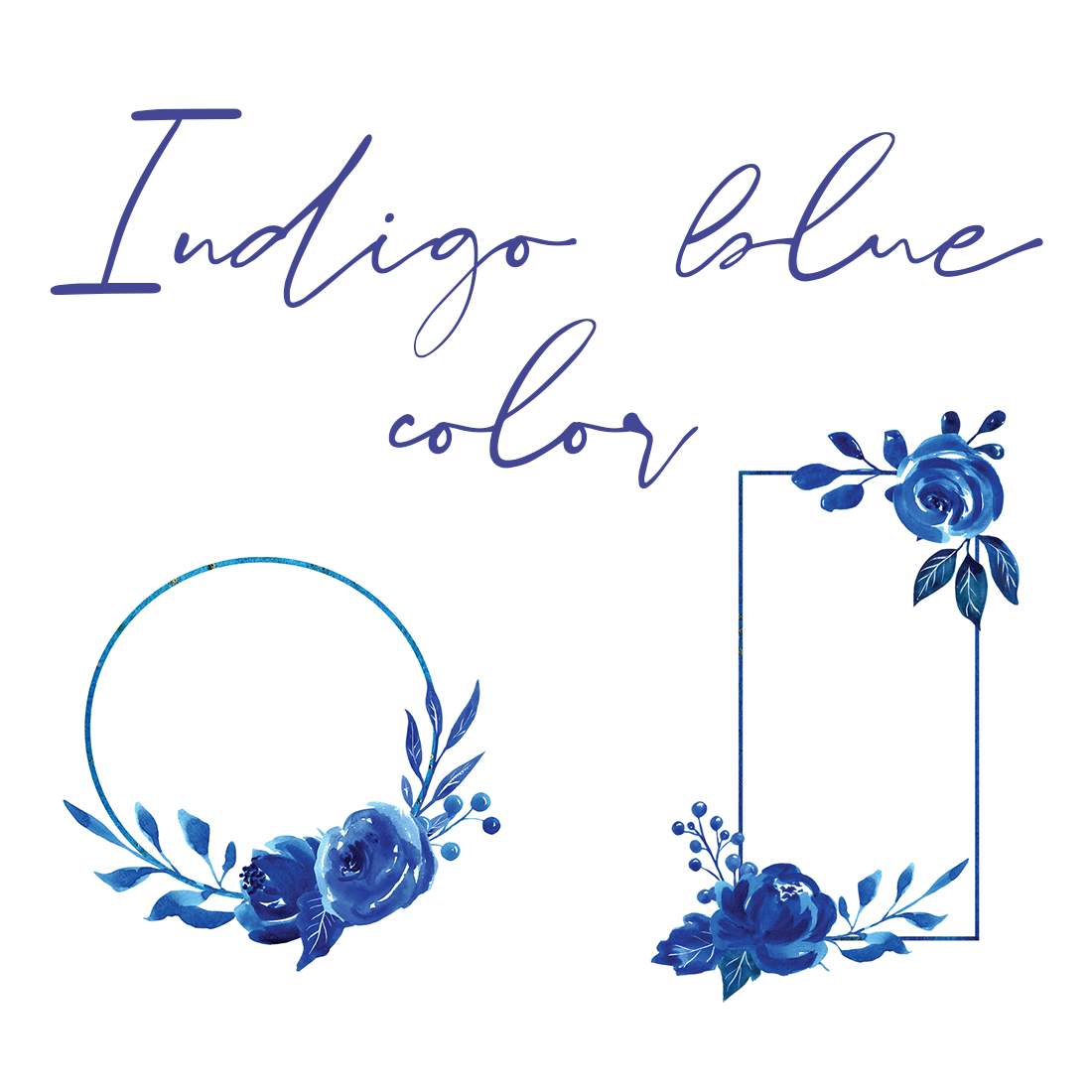 Indigo Blue Roses Premade Floral Frames Cover.