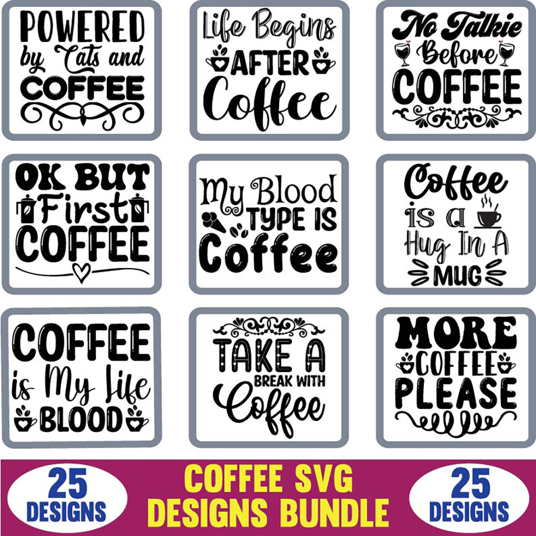 Coffee SVG Designs Bundle - cover image.