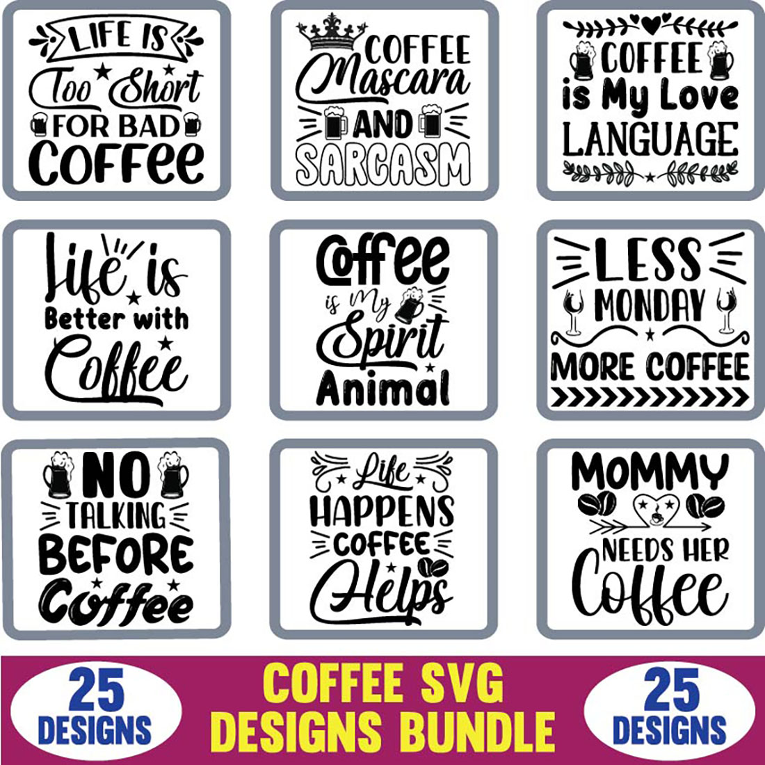 Coffee SVG Designs Bundle cover.