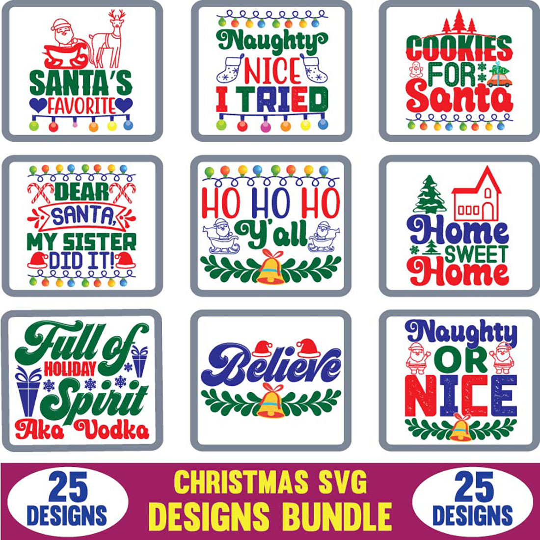 Christmas SVG Designs Bundle image preview.