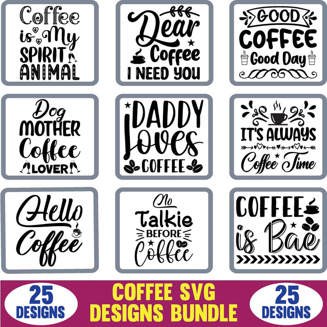 Coffee SVG Designs Bundle cover image.