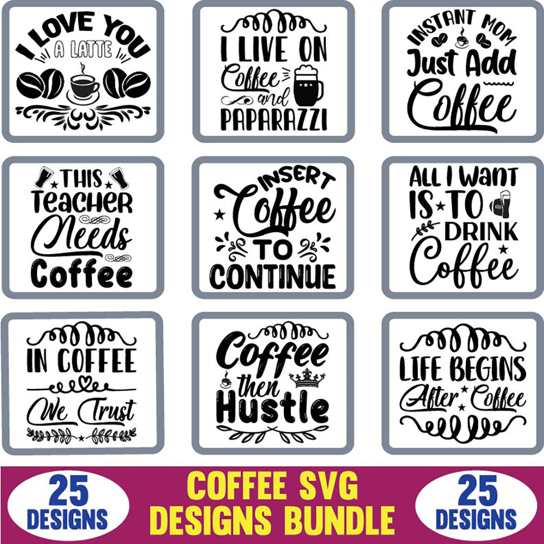 Coffee SVG Designs Bundle cover image.