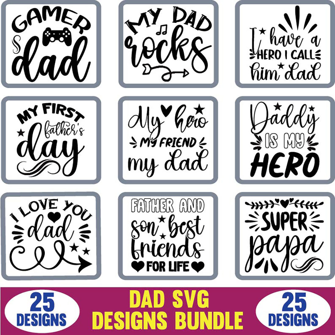 Dad SVG Designs Bundle cover image.