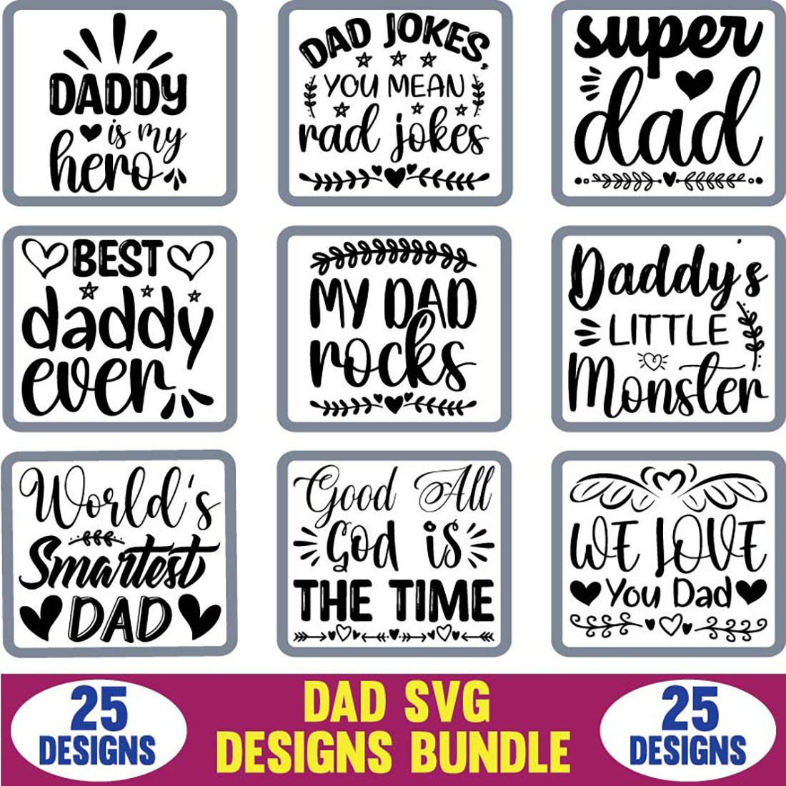 Dad SVG Designs Bundle cover image.