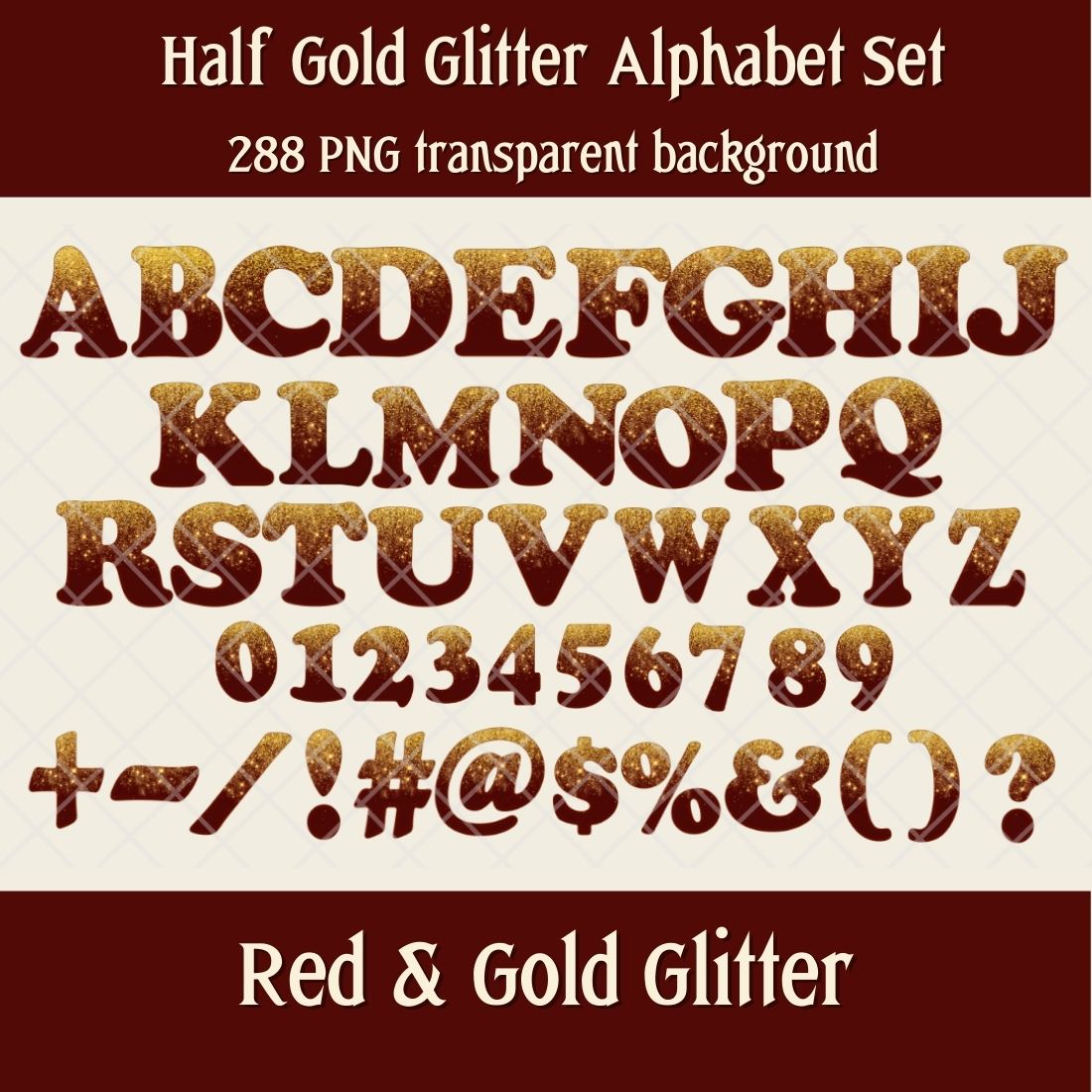 Alphabet set in a red color.