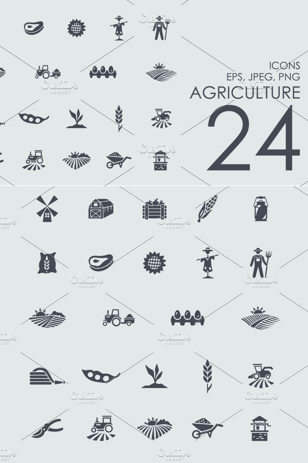 24 Agriculture Icons Pinterest Cover.