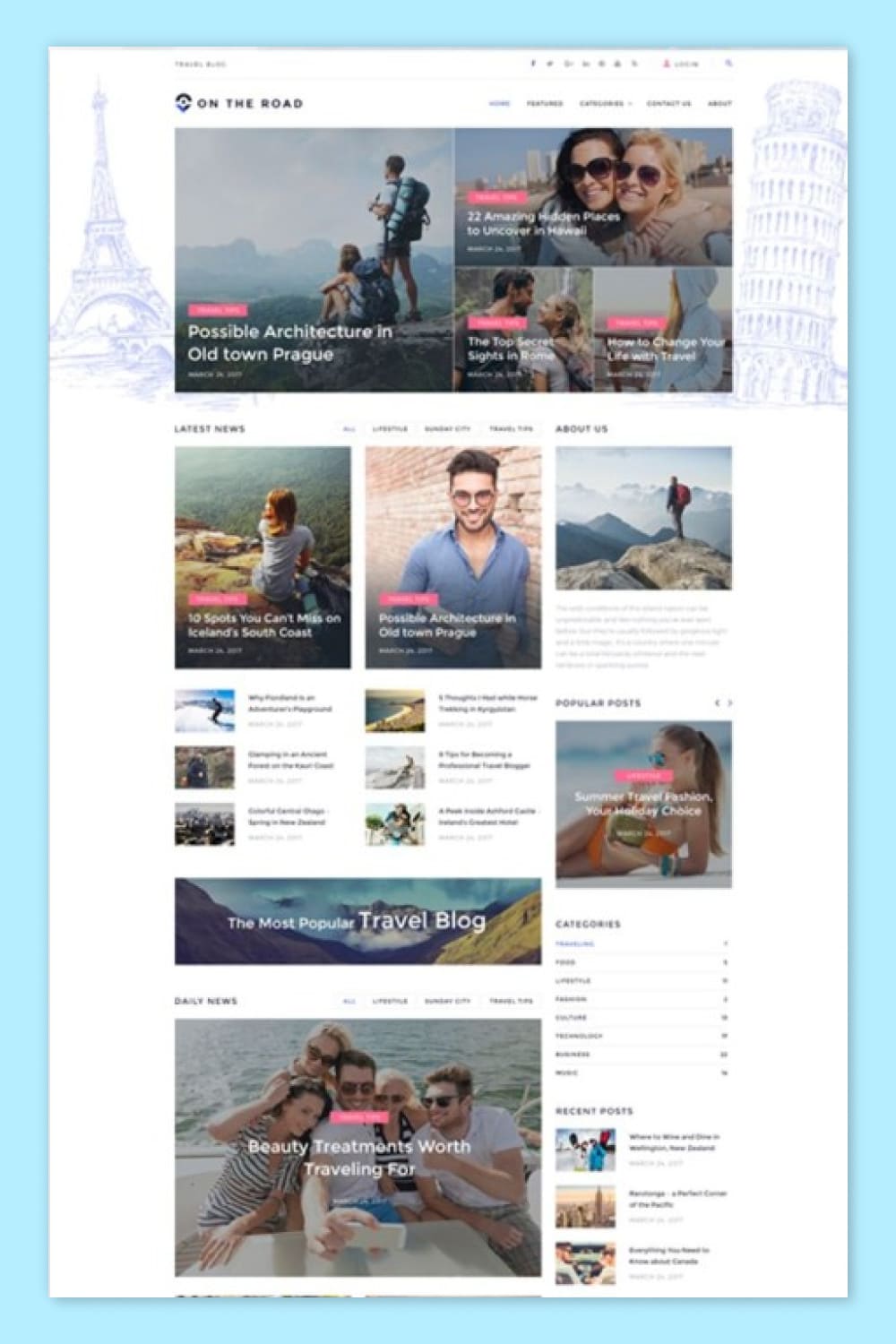 Screenshot of a magazine-style blog with photos of people.