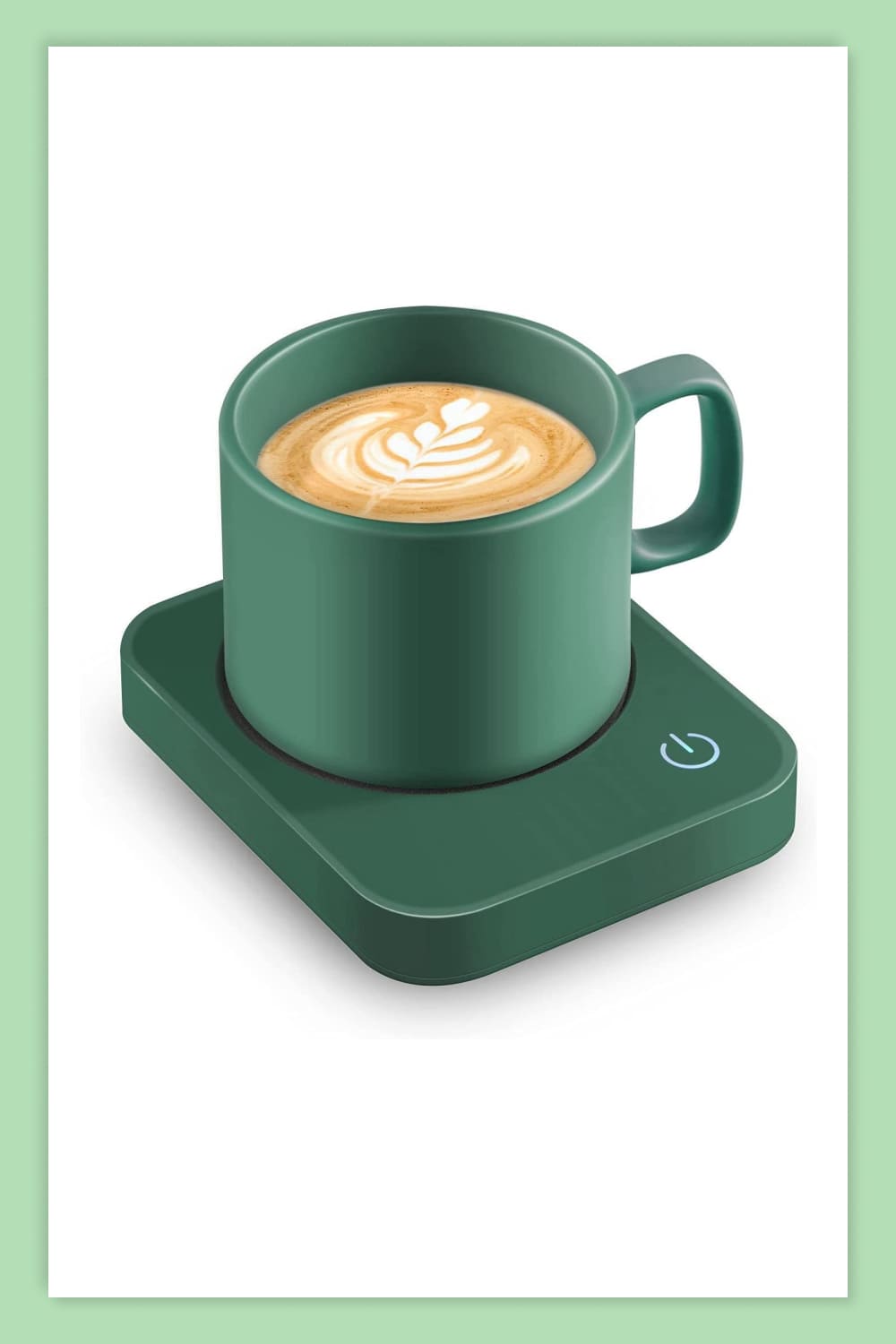 Green Electric Coffee Warmer for Desk with Auto Shut Off.