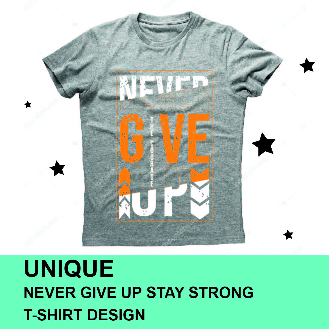 Never Give Up Stay Strong T-Shirt Design cover image.