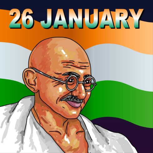 Enchanting image of Gandhi on the background of the flag of India