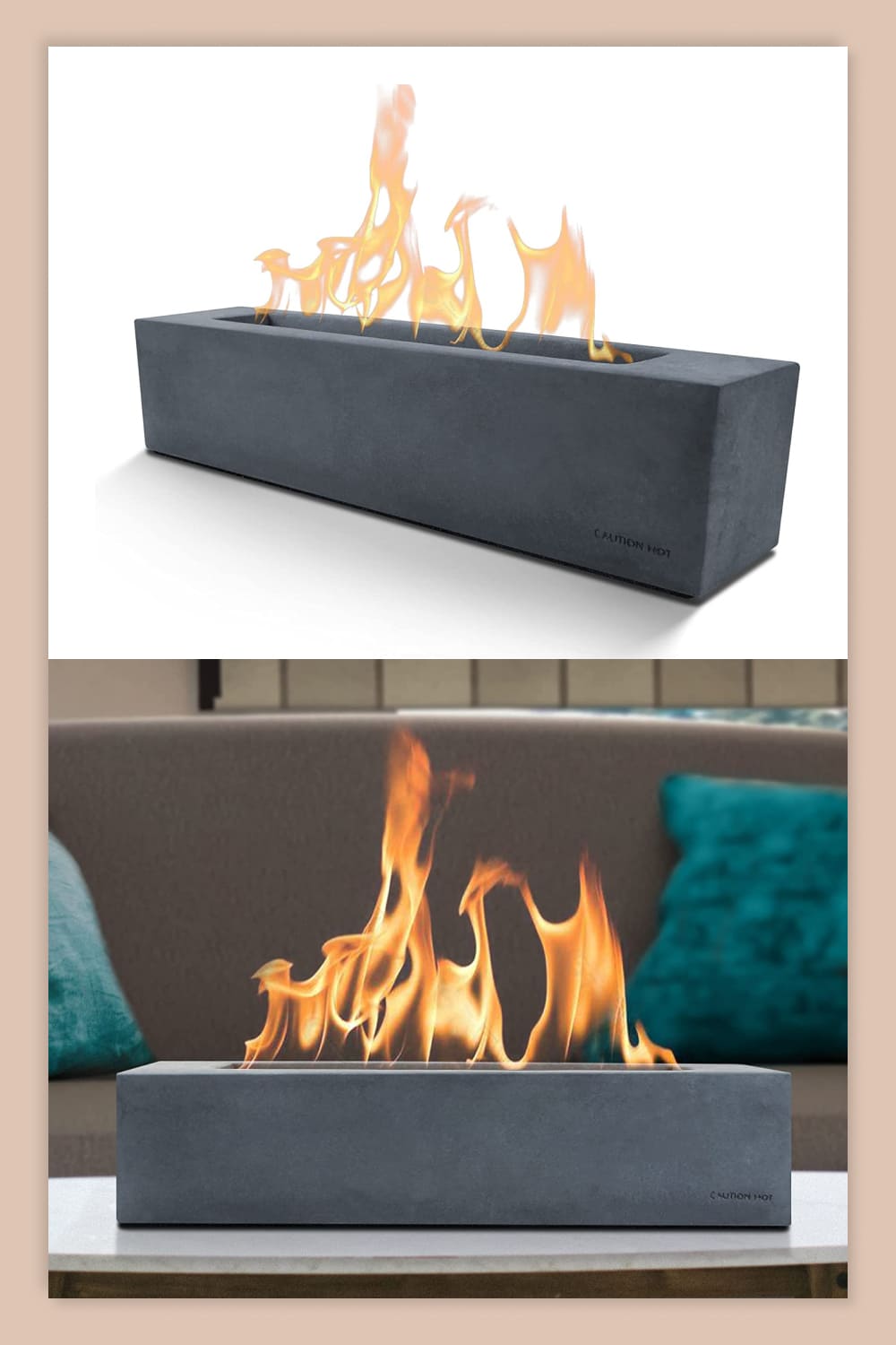 Rectangular Portable Concrete Rubbing Alcohol Tabletop Fire Pit.