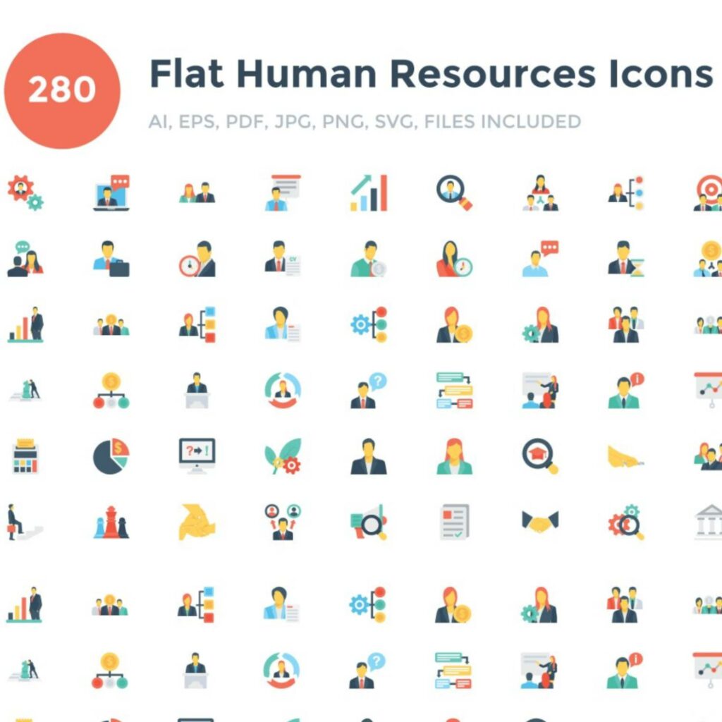 280 Flat Human Resouces Icons – MasterBundles