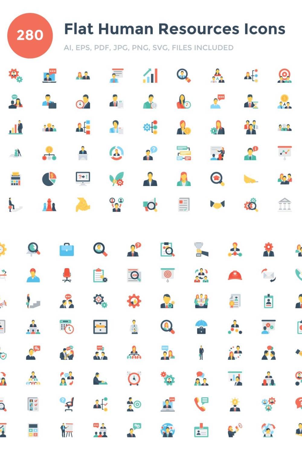 280 Flat Human Resouces Icons Pinterest Cover.