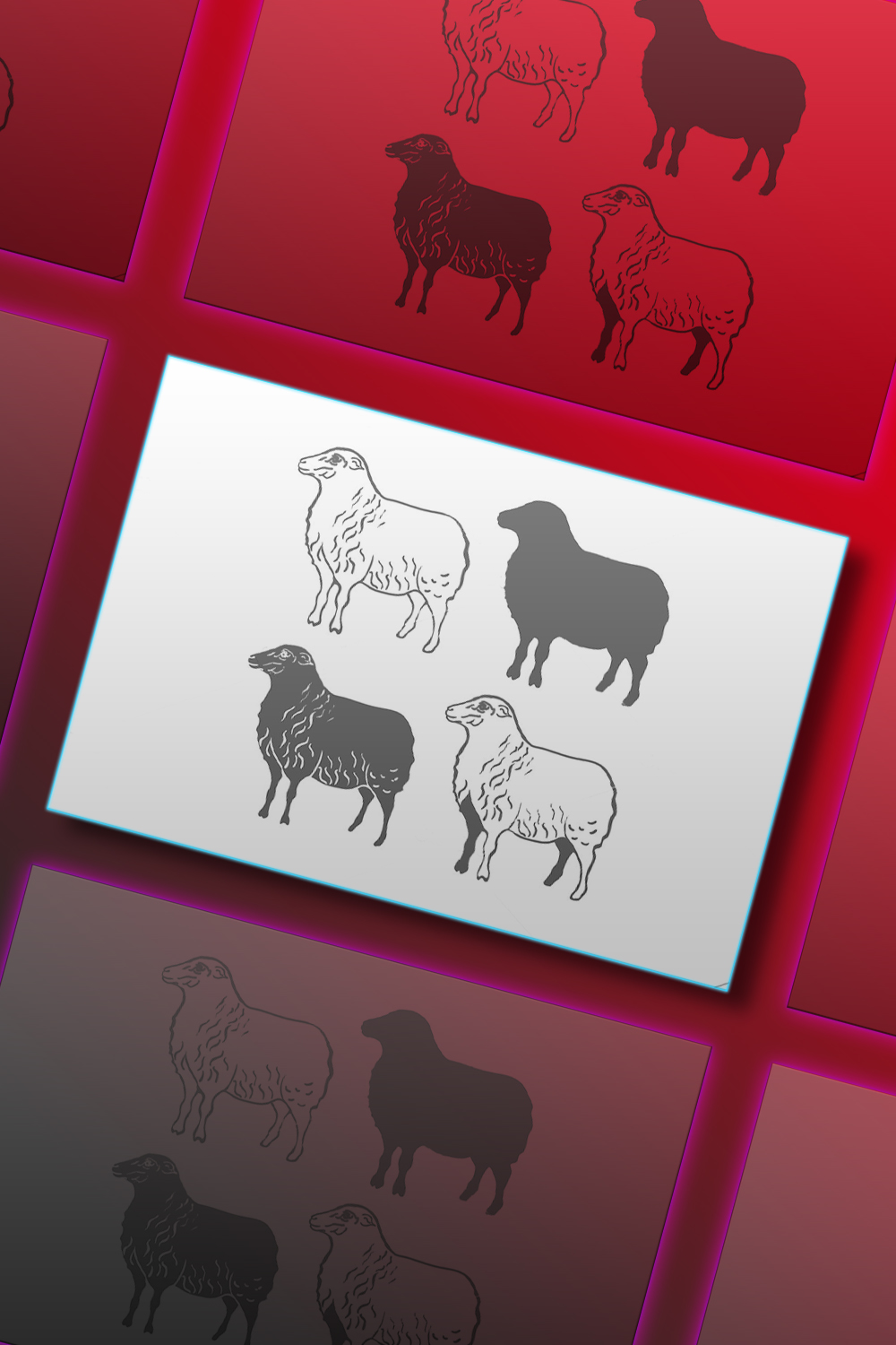 Domestic Animal Sheep Design Element Pinterest Cover.