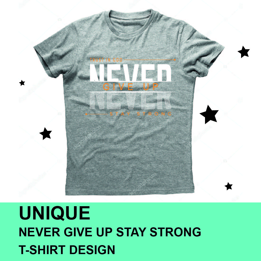 Never Give Up Stay Strong T-Shirt Design cover image.