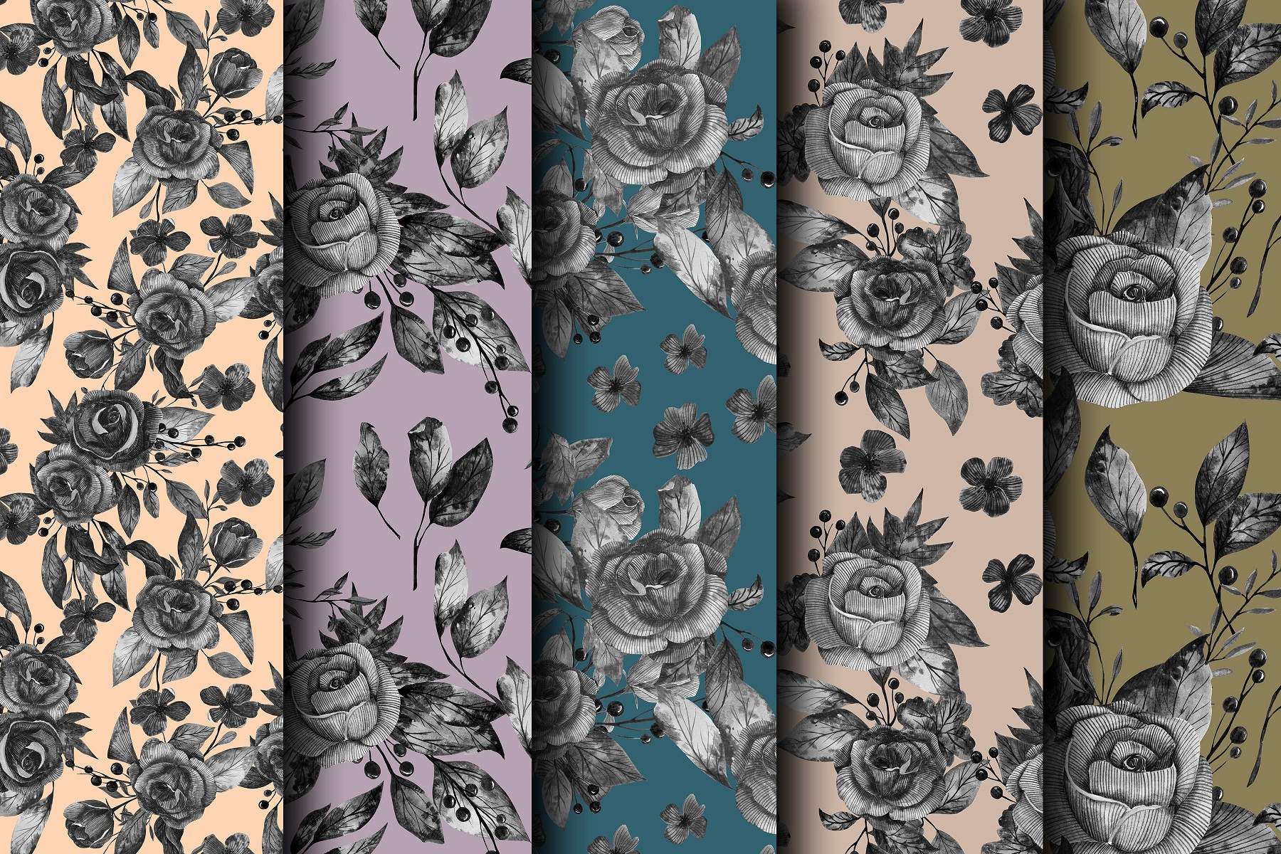 Vintage rose floral printable papers cover image.