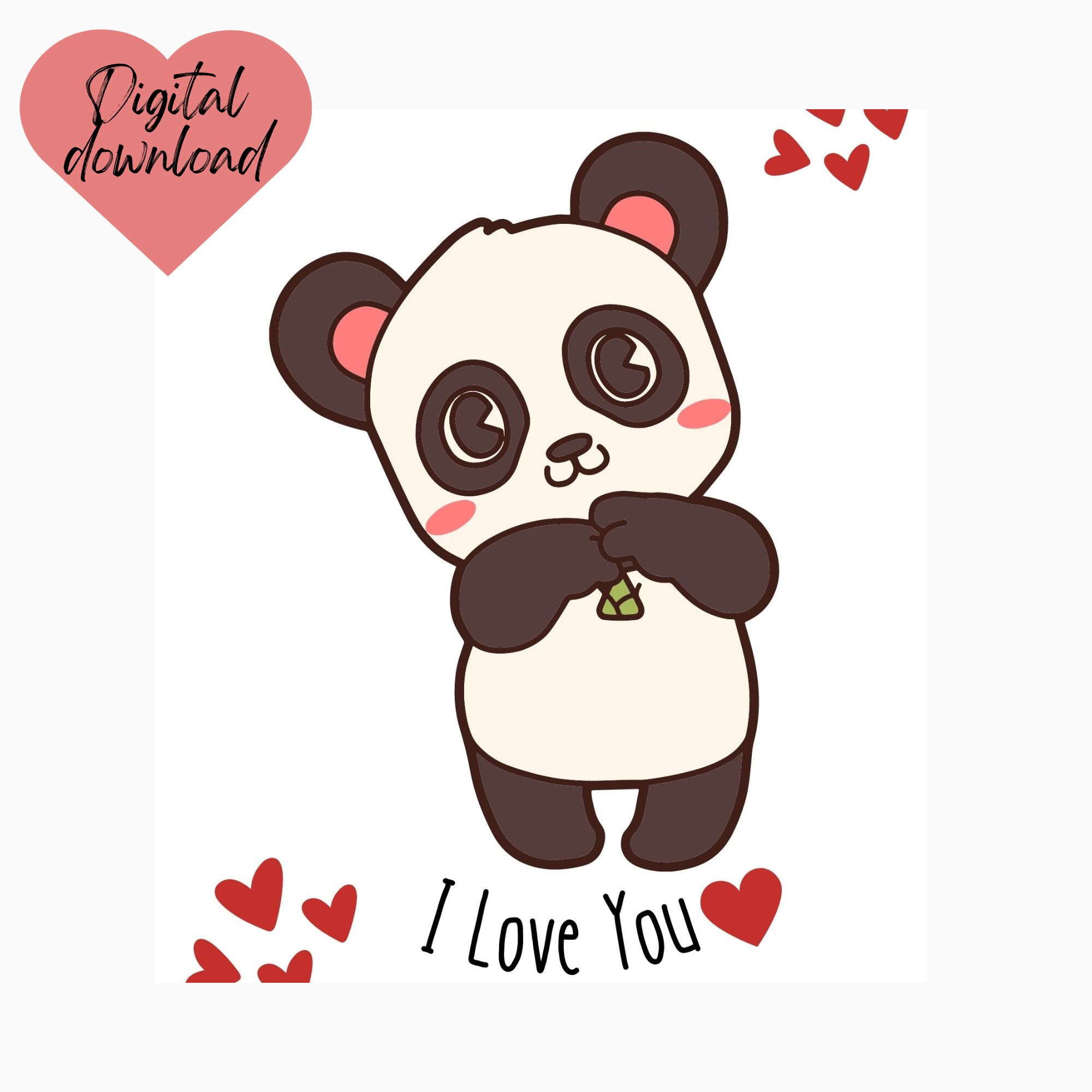 so cute panda with hearts.