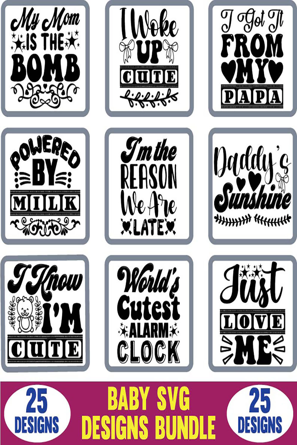 Baby SVG Designs Bundle pinterest image.