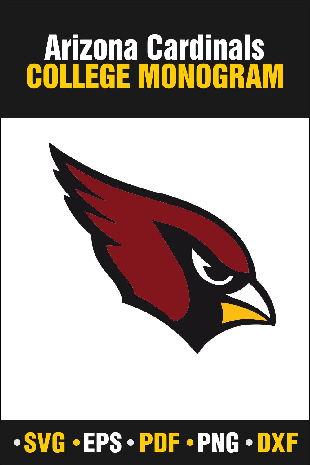 Arizona Cardinals SVG, PDF, PNG, DXF, EPS - Only $2 pinterest preview image.