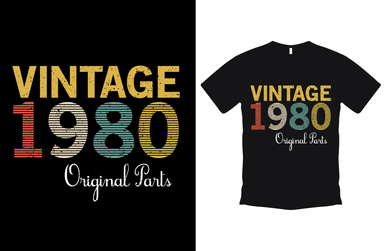 Vintage T-shirt Birthday Design preview image.