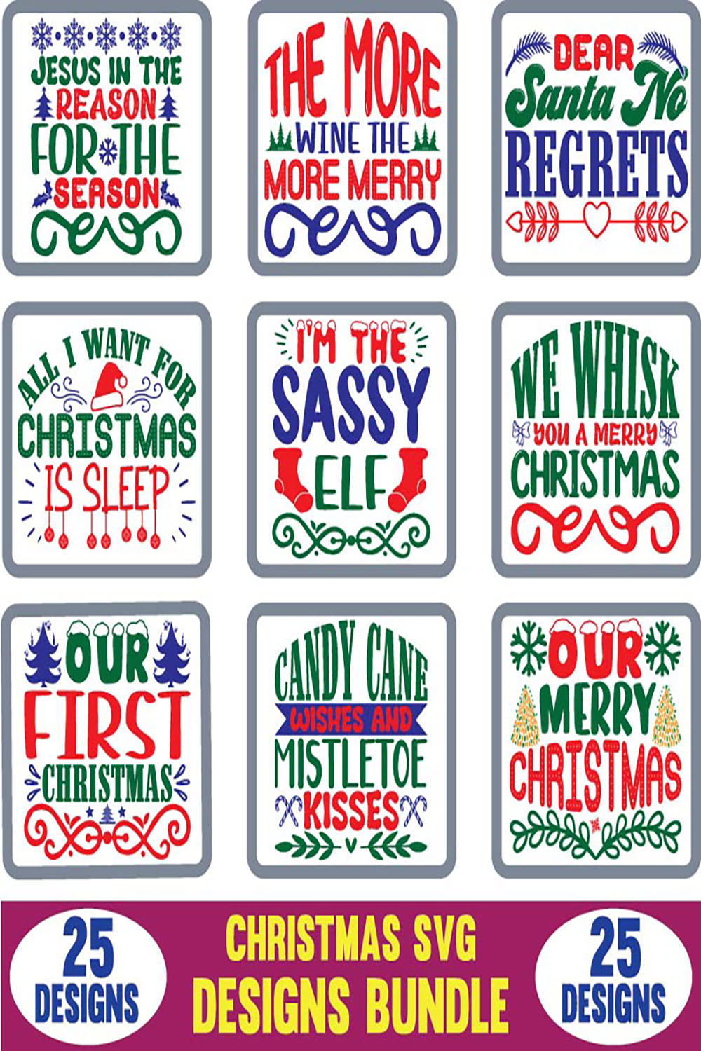 Christmas SVG Designs Bundle - Pinterest.