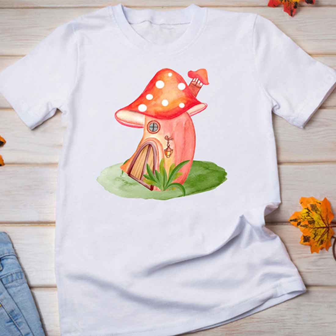 Image of a T-shirt with a unique print of the gnome house