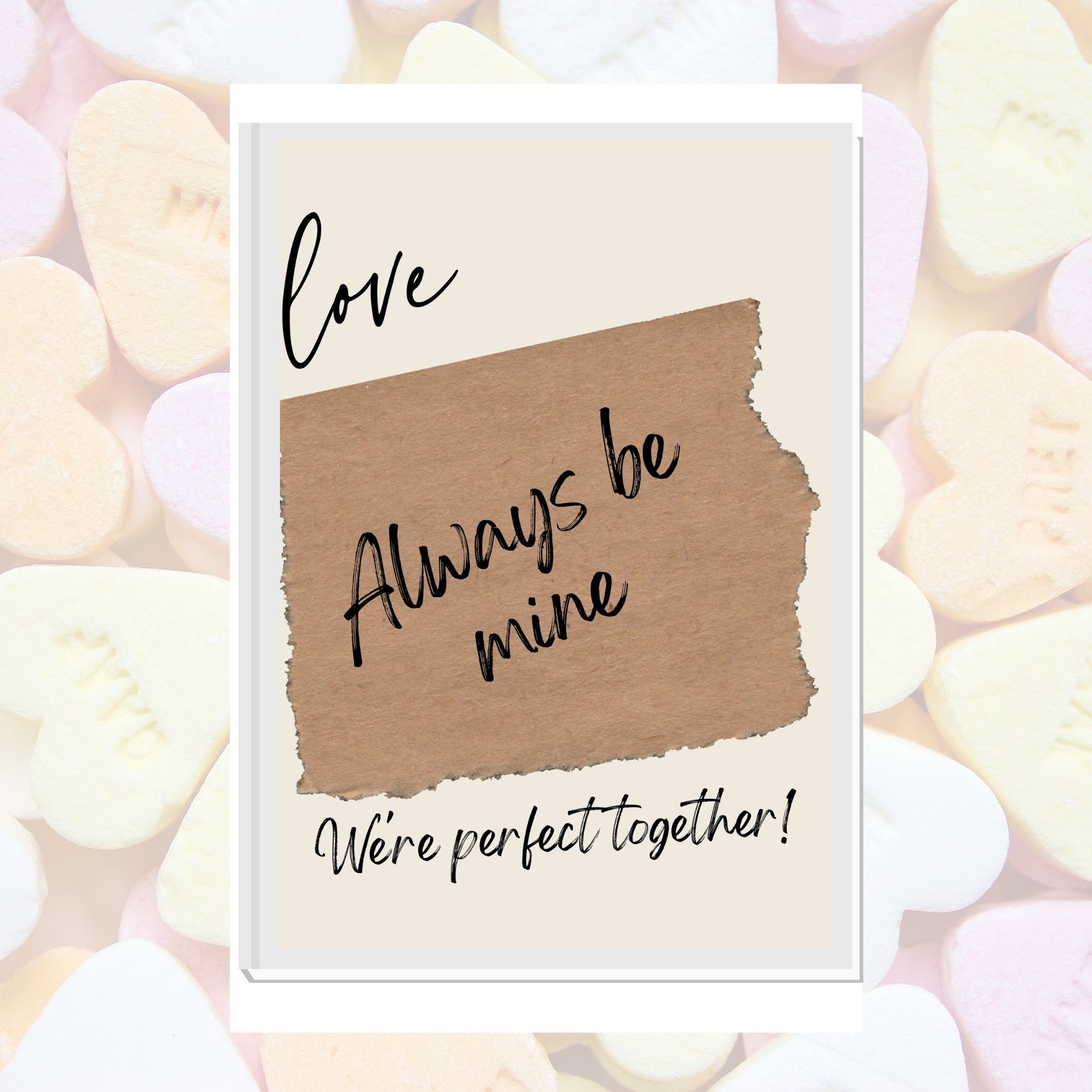 Cute and minimalistic love postcard.