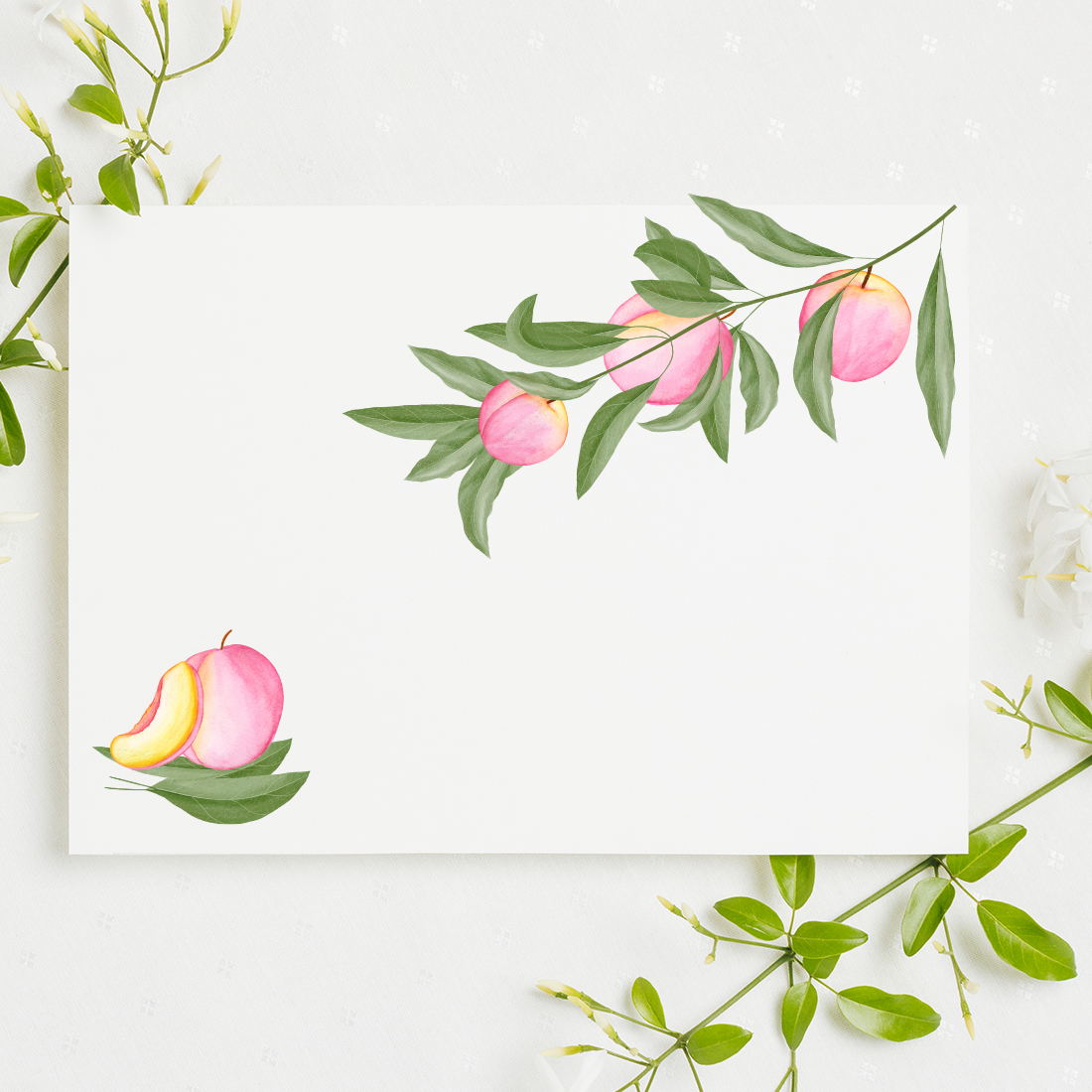 Minimalistic illustration with peach branch.