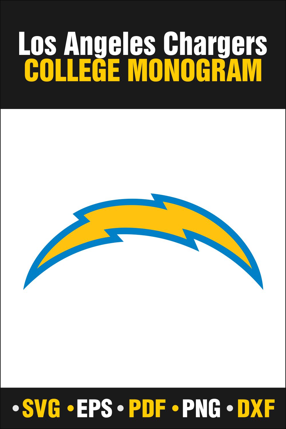 Los Angeles Chargers SVG, PDF, PNG, DXF, EPS - Only $2 pinterest preview image.