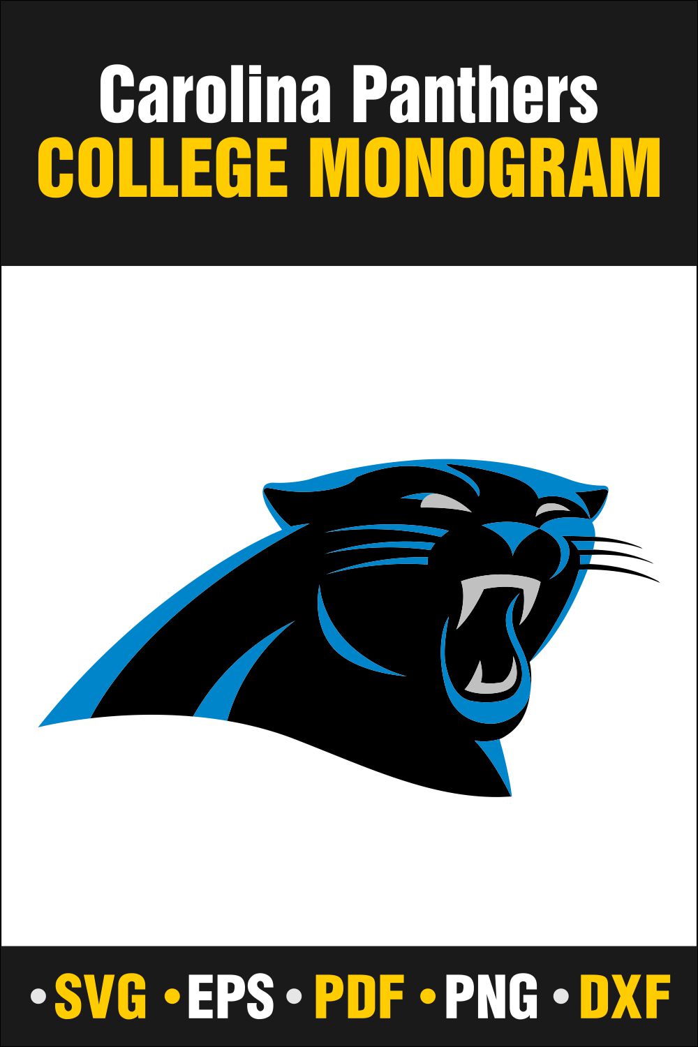 Carolina Panthers SVG, PDF, PNG, DXF, EPS - Only $2 pinterest preview image.