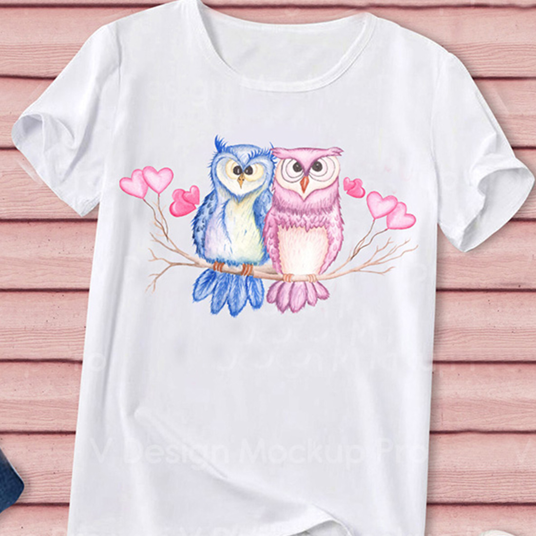 Classic white t-shirt with cute lovely owls.