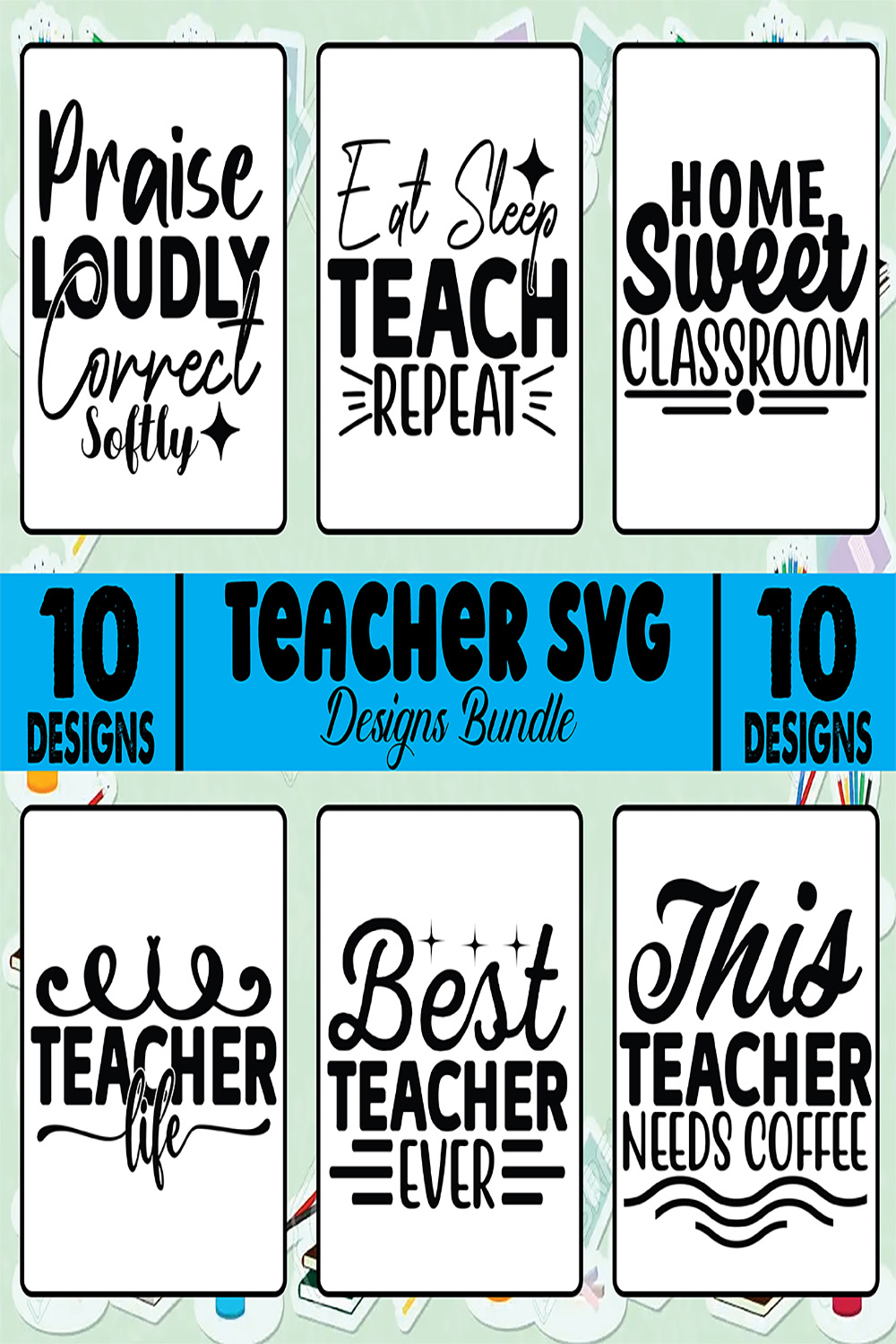 Pack of charming images for prints on the theme of the teacher