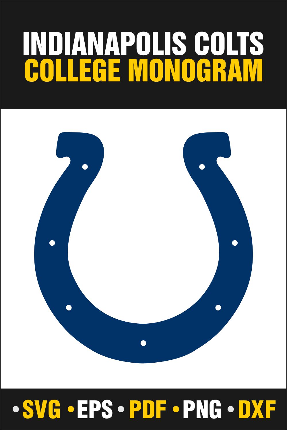 Indianapolis Colts SVG, PDF, PNG, DXF, EPS - Only $2 pinterest preview image.