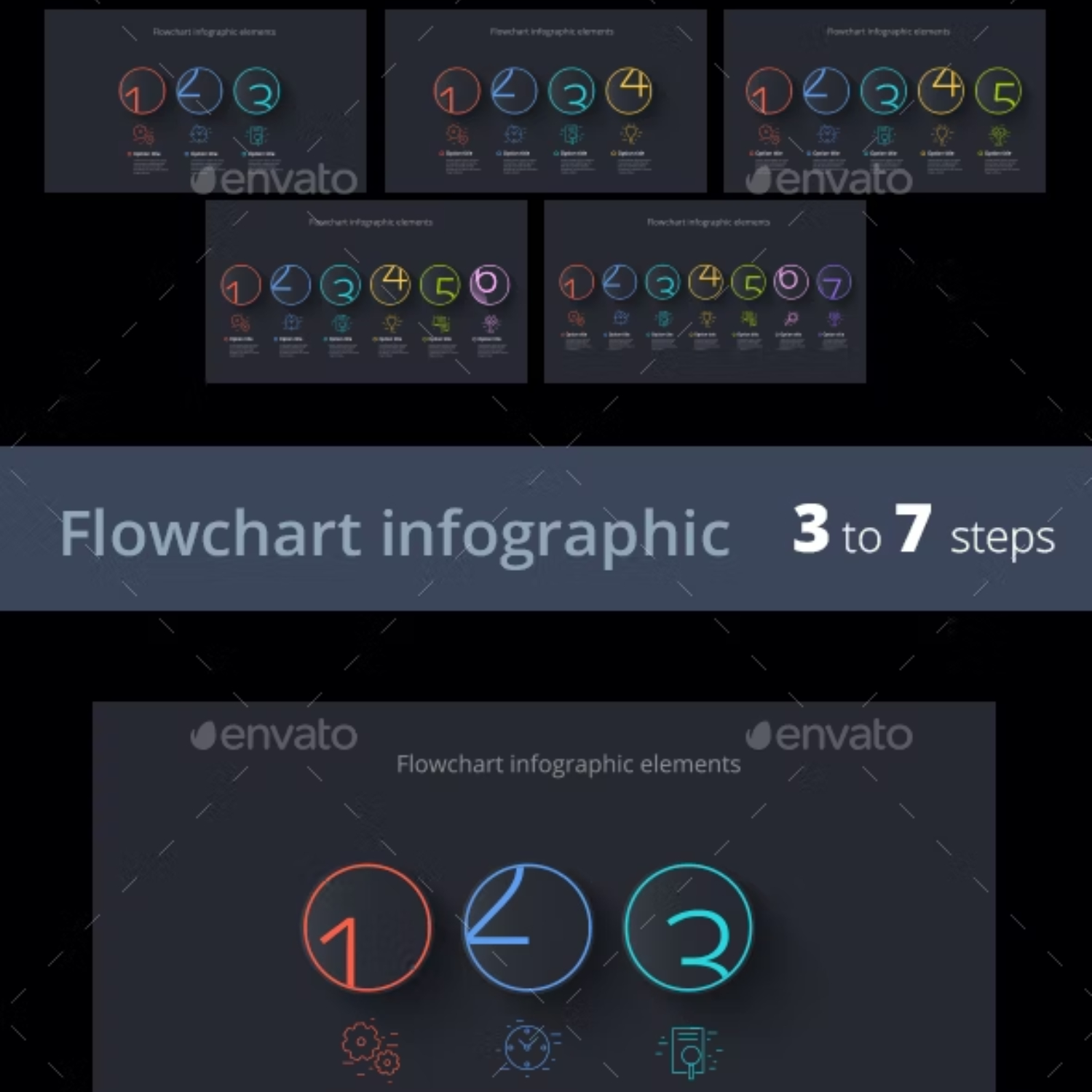 3-7 Step Dark Infographics Main Cover.