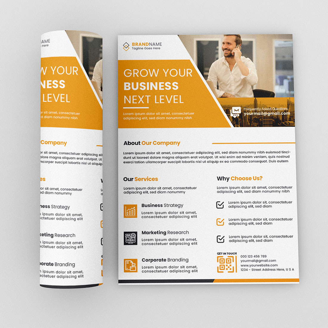 Image of wonderful business flyer template in yellow color