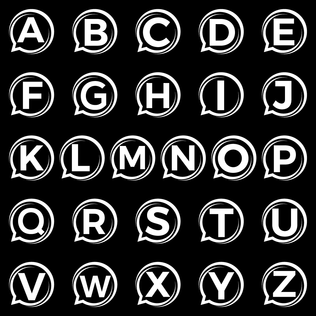 Initial A-Z monogram letter alphabet with a bubble chat icon. Talking chatting logo concept cover image.