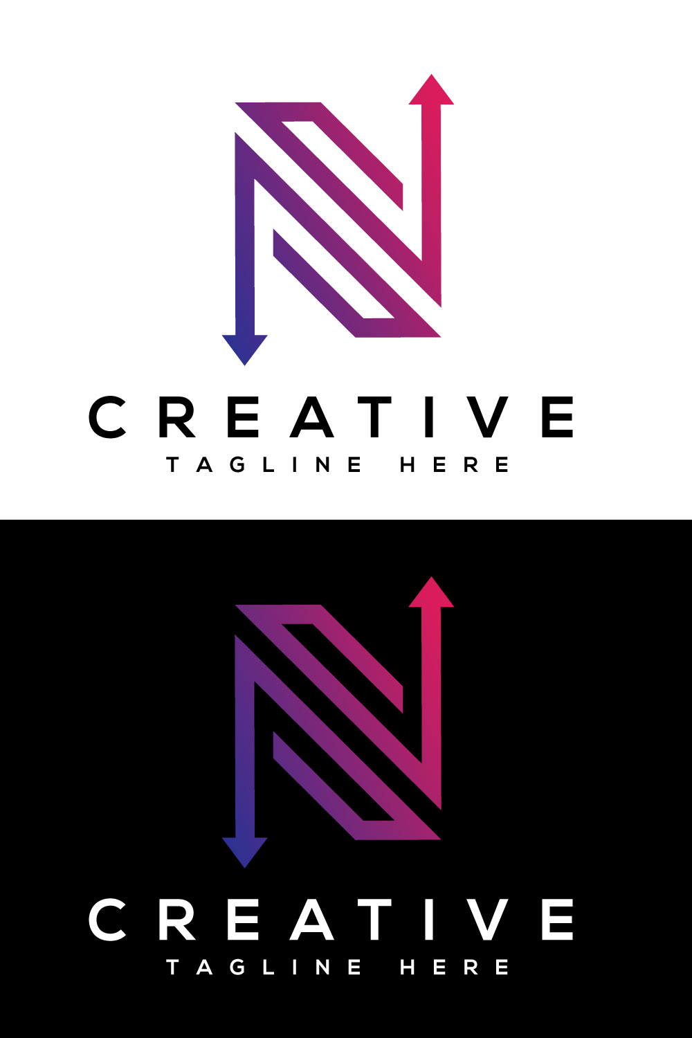 Letter N Logo Design with Arrow pinterest image.
