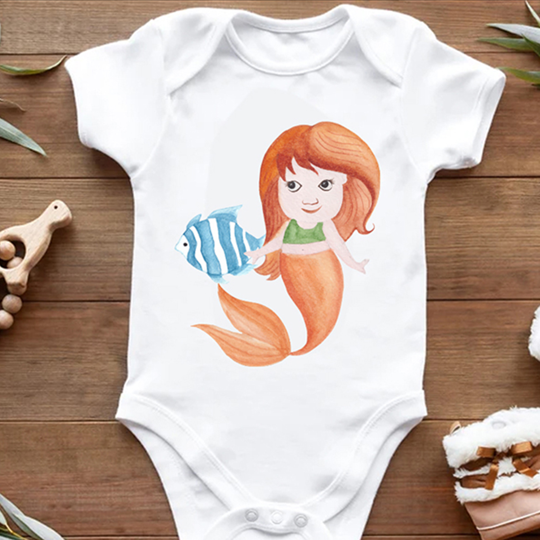 Baby Mermaid Watercolor Clipart Mockup Body Design preview image.
