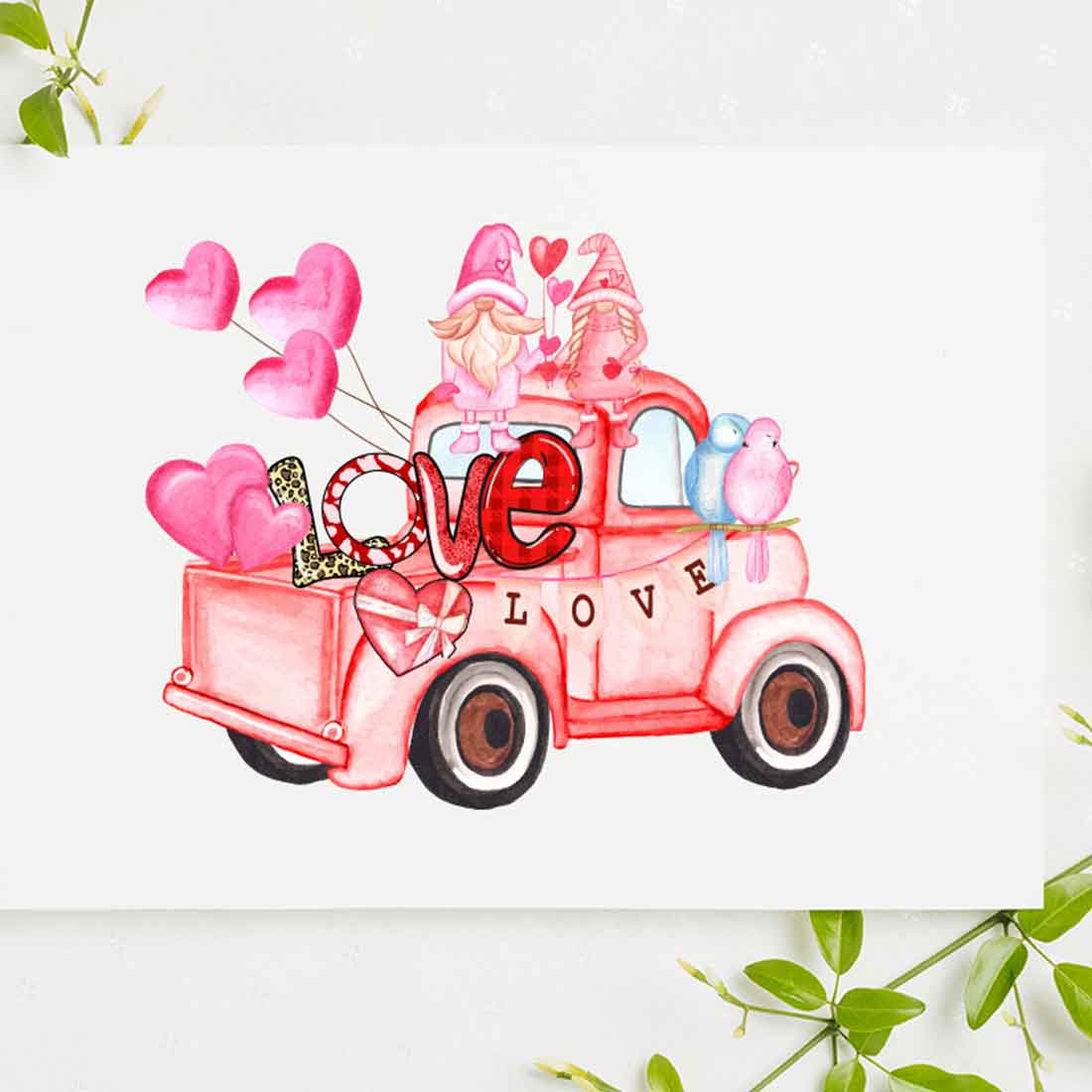 Charming image of a pink truck